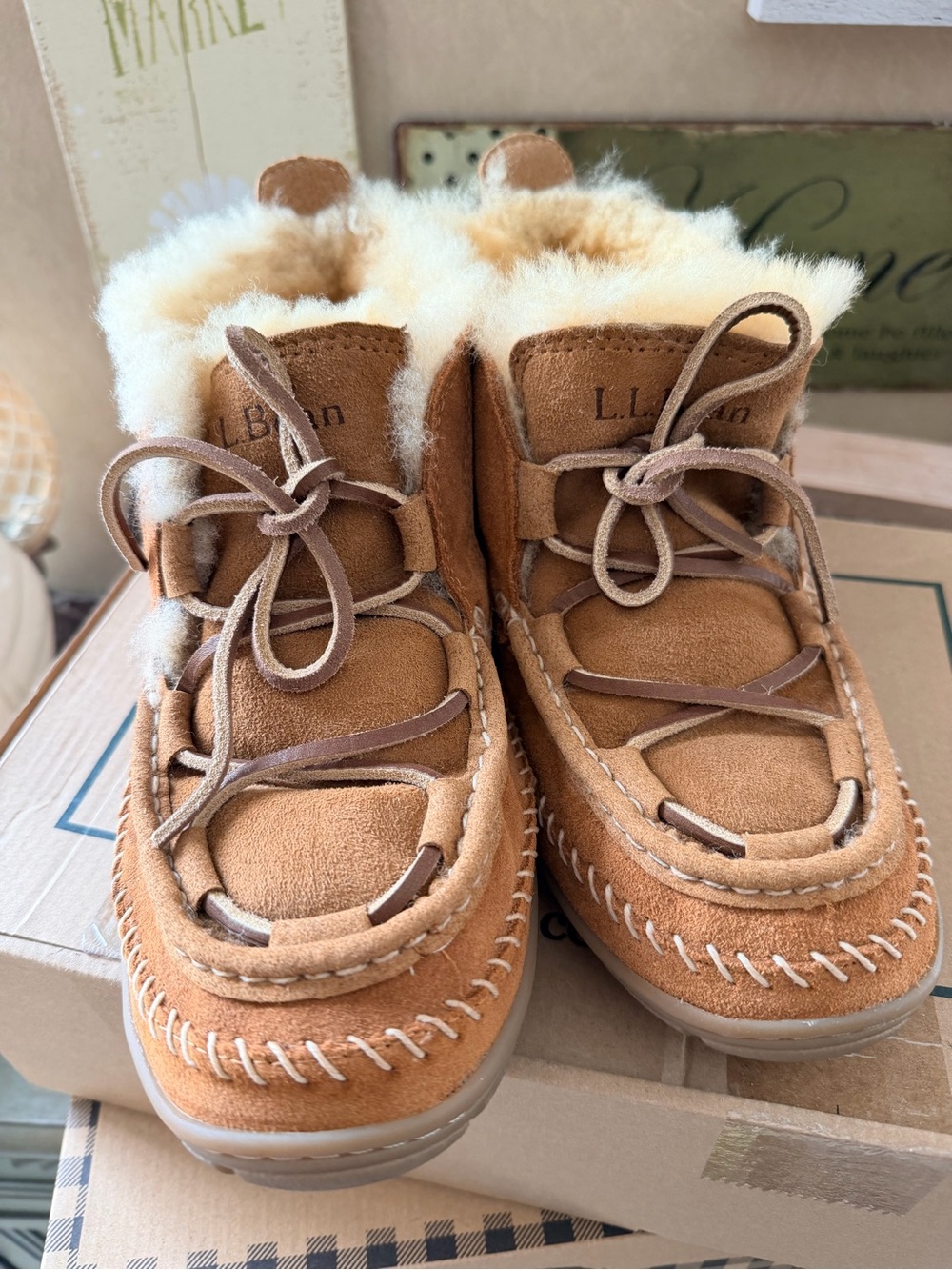 L.L. Bean women’s Wicked good lodge Chukka Suede Shearling Moccasin Boots